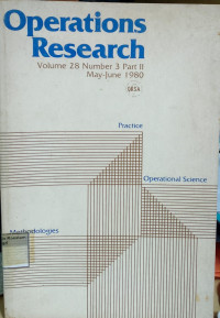 Image of Operations research volume 28 number 3 Part II May June 1980